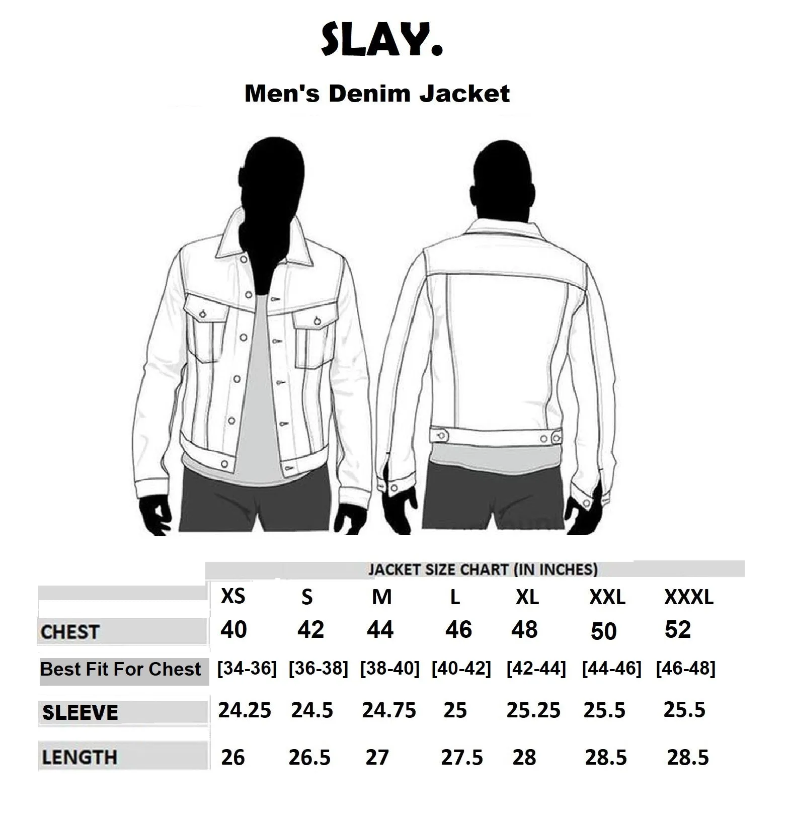 SLAY. Men's Denim Blue Cotton Biker Denim Jacket For Men with SLAY. Embroidered on the back