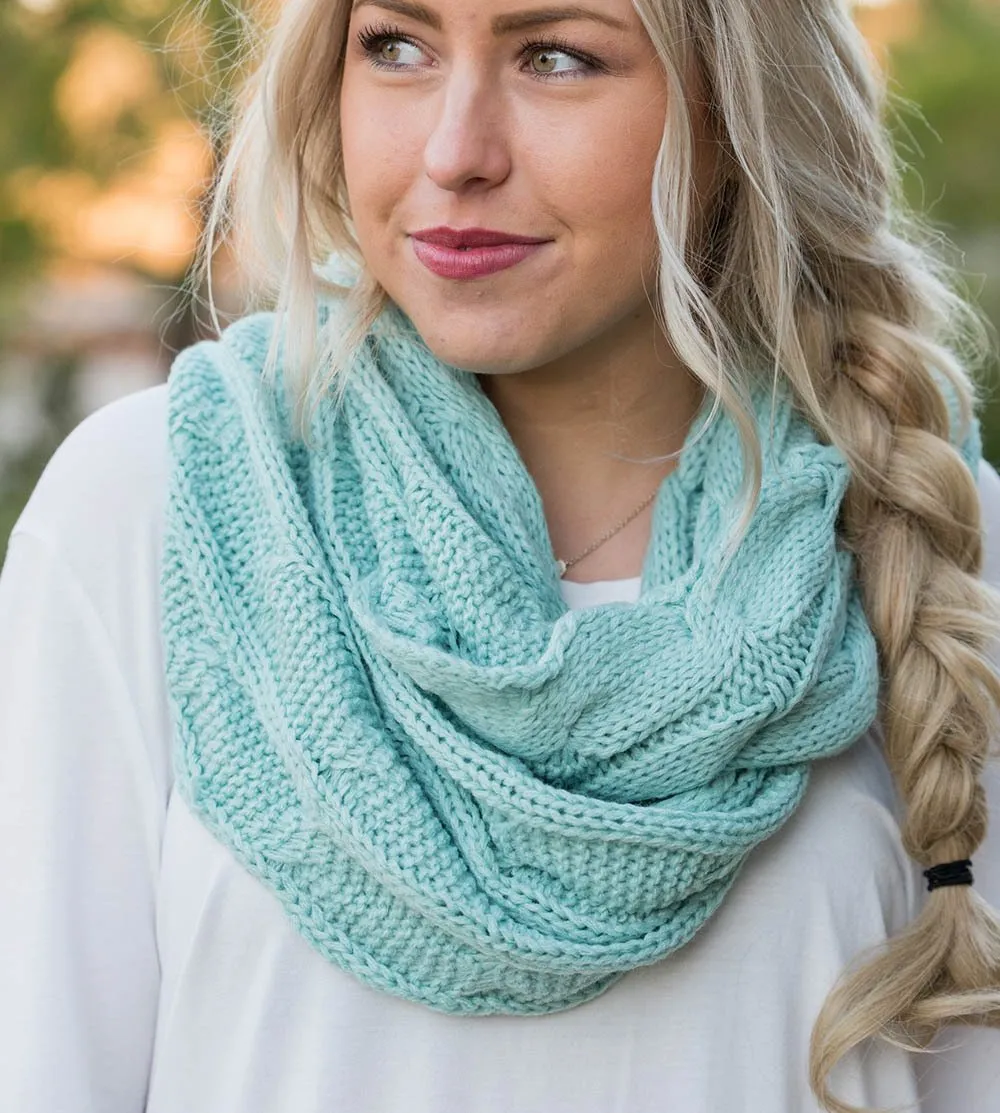 Solid Color Knit Circle Loop Scarf