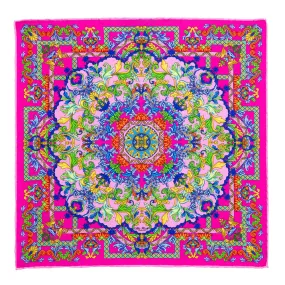 Taormina Art Fuchsia Silk Twill Scarf and Ring