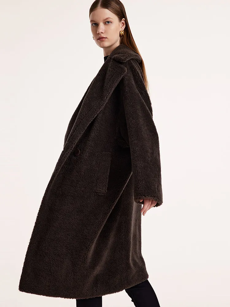 Teddy Lamb Wool Lapel Oversized Coat