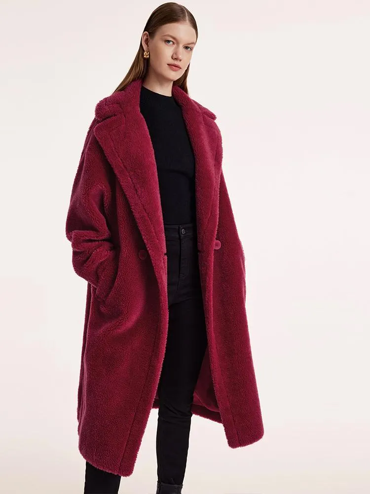 Teddy Lamb Wool Lapel Oversized Coat