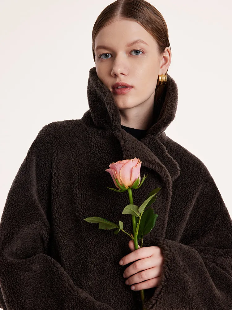 Teddy Lamb Wool Lapel Oversized Coat