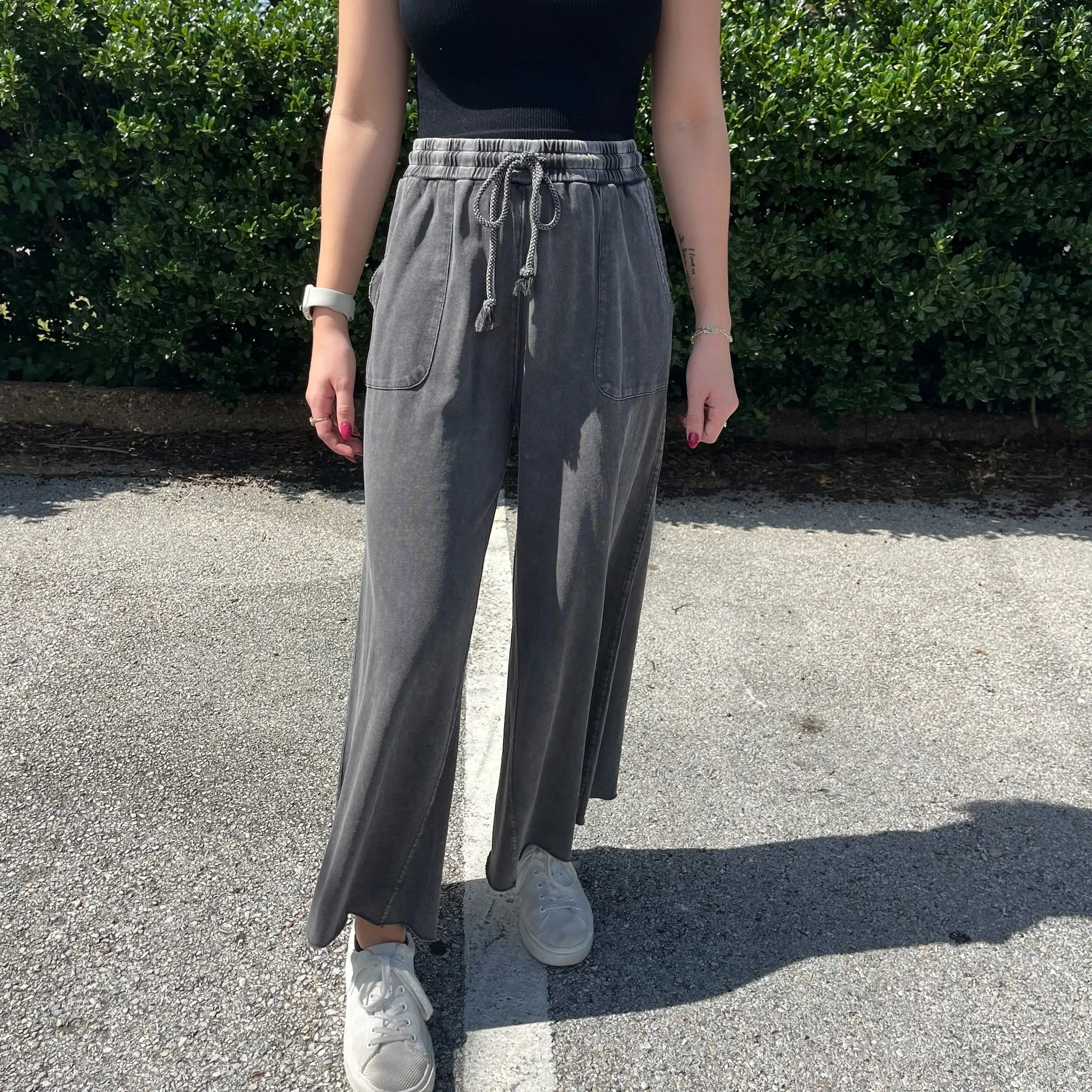 Terry Knit Wide Leg Pants