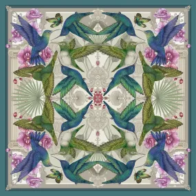 The Hummingbird Temple Silk Scarf | 65x65cm [Preorder]