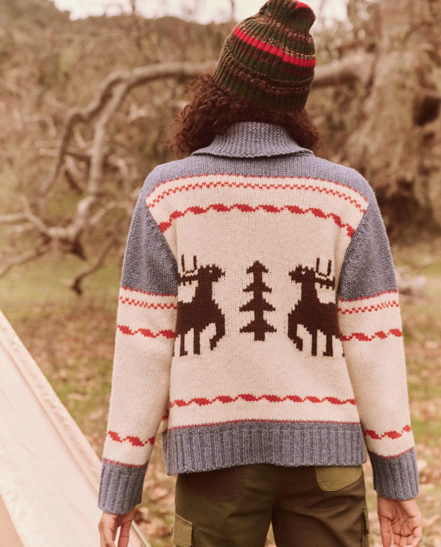 The Shawl Collar Full-Zip Sweater. -- Moose Track Fair Isle