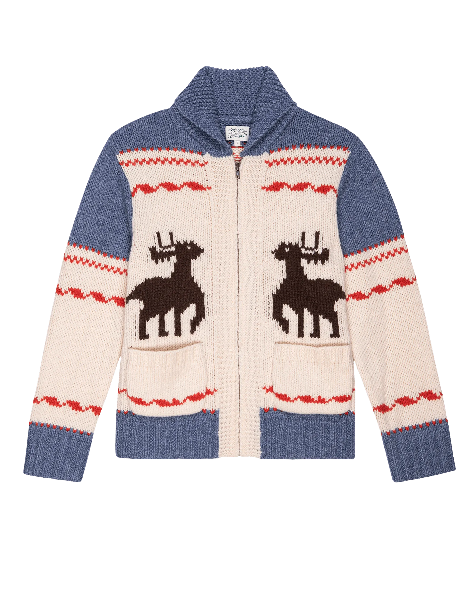 The Shawl Collar Full-Zip Sweater. -- Moose Track Fair Isle