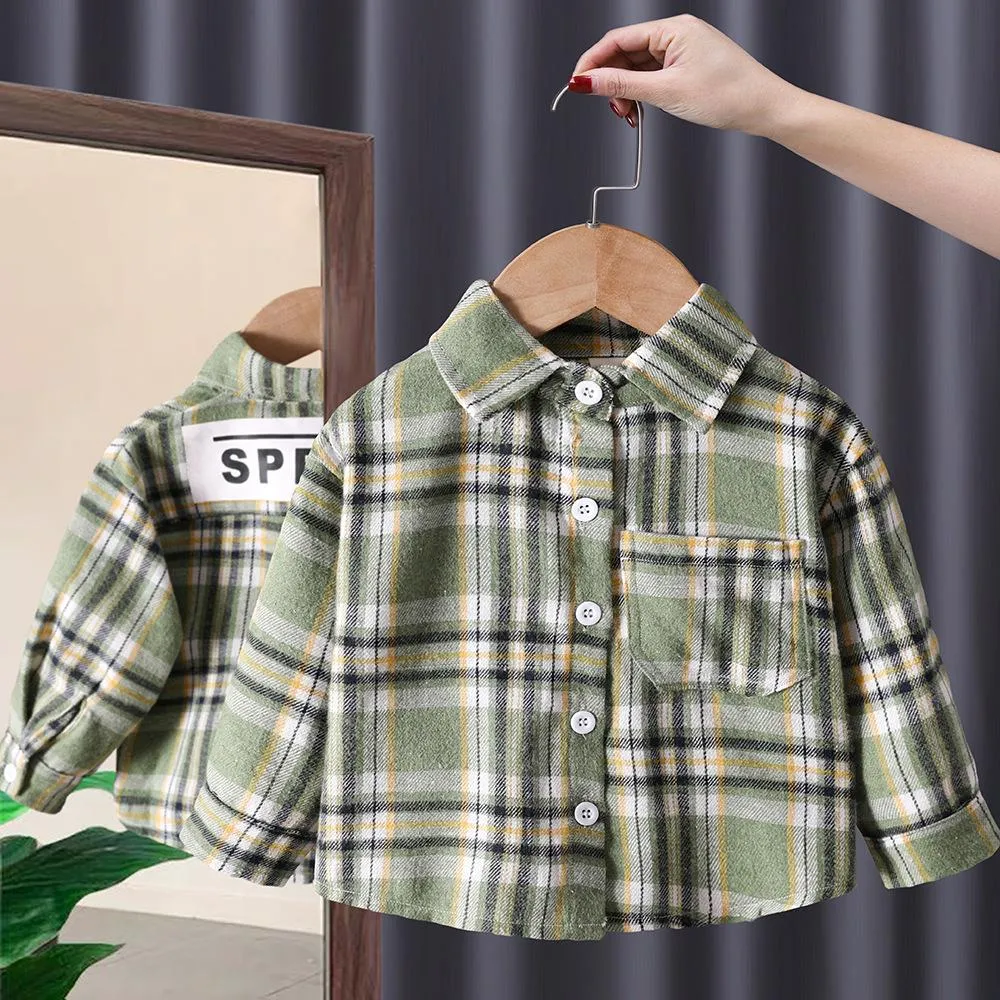 Toddler Girls Coat Spring Autumn Western Style Plaid Shirt Wholesale Kids Clothes