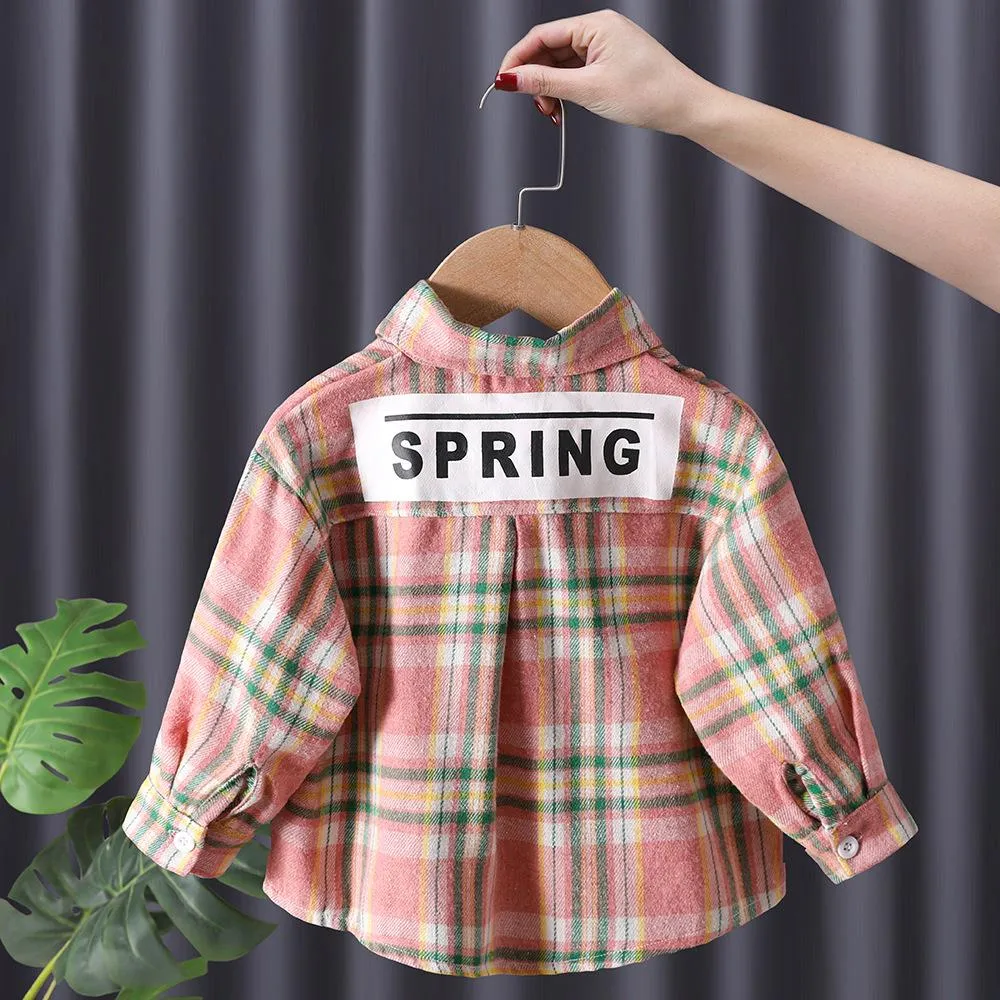 Toddler Girls Coat Spring Autumn Western Style Plaid Shirt Wholesale Kids Clothes