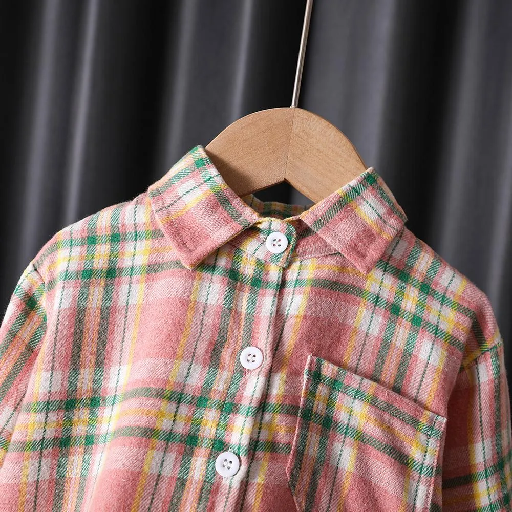 Toddler Girls Coat Spring Autumn Western Style Plaid Shirt Wholesale Kids Clothes