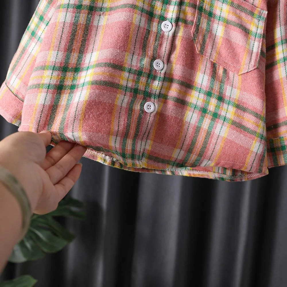 Toddler Girls Coat Spring Autumn Western Style Plaid Shirt Wholesale Kids Clothes