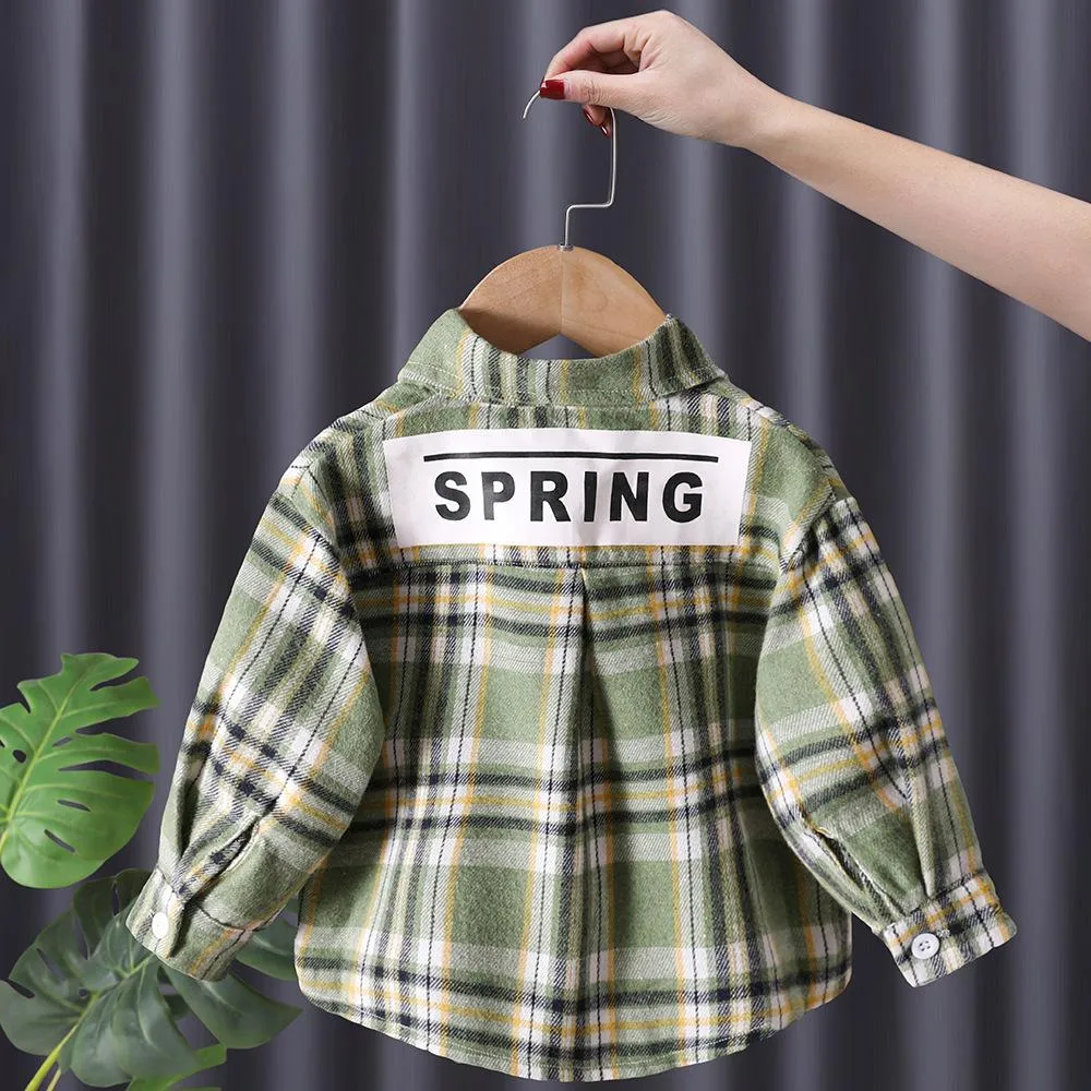 Toddler Girls Coat Spring Autumn Western Style Plaid Shirt Wholesale Kids Clothes