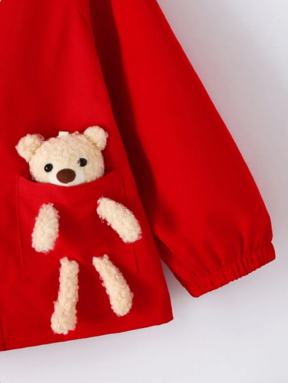 Toddler Girls Cute Bear Solid Color Hooded Jacket Wholesale Girls Clothes