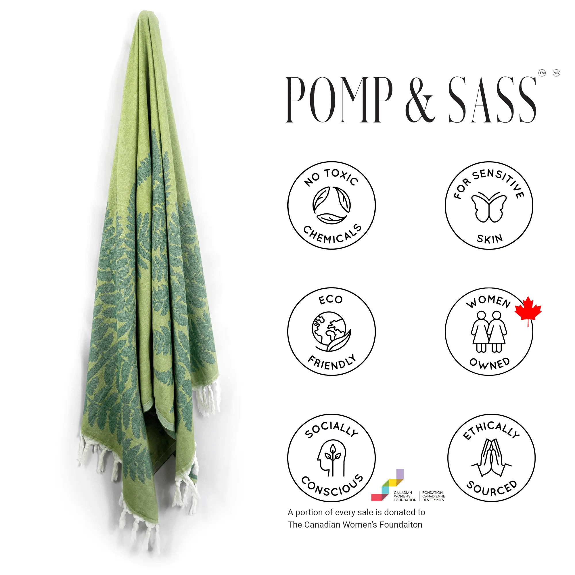 Turkish Cotton Body Towel | Fern in Green