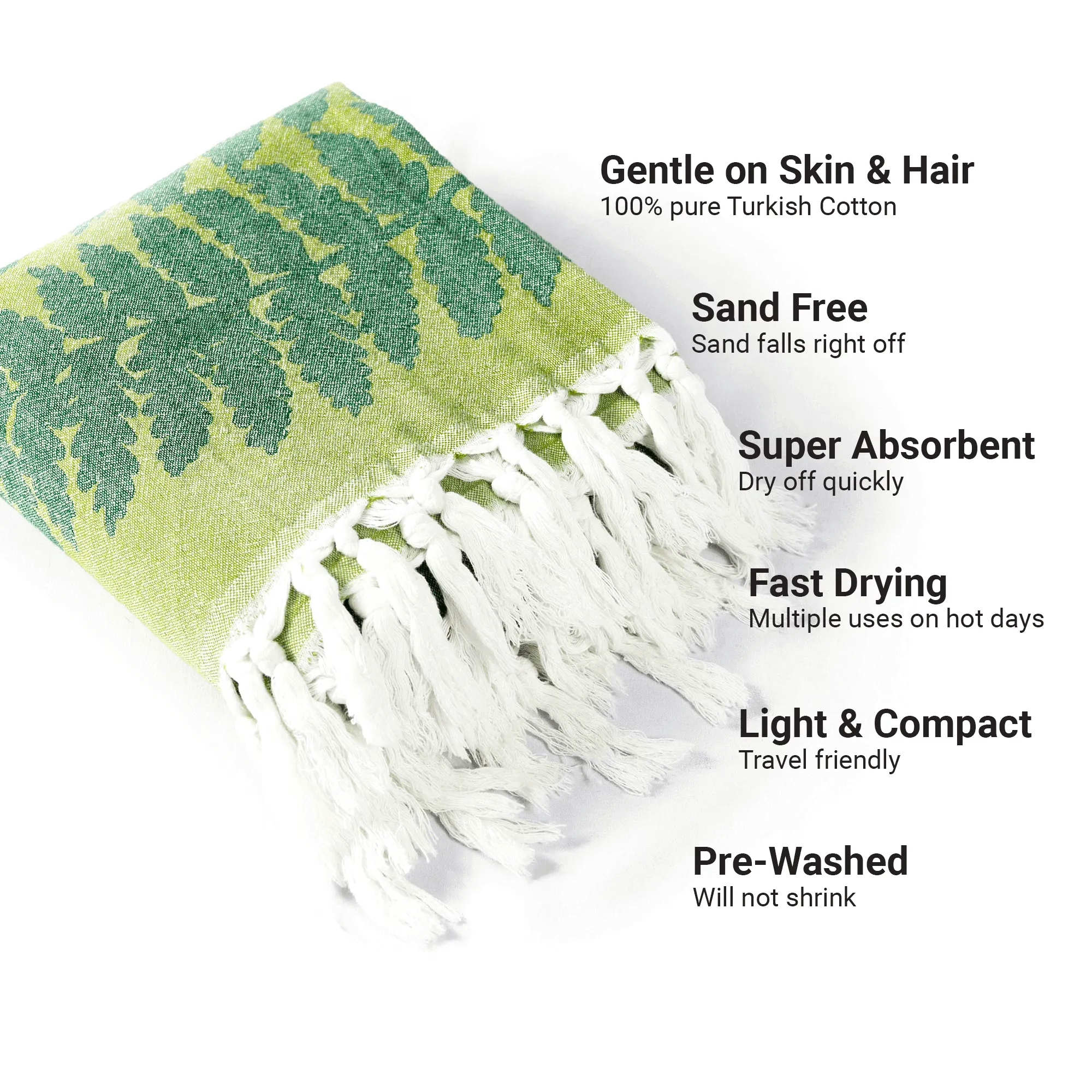 Turkish Cotton Body Towel | Fern in Green