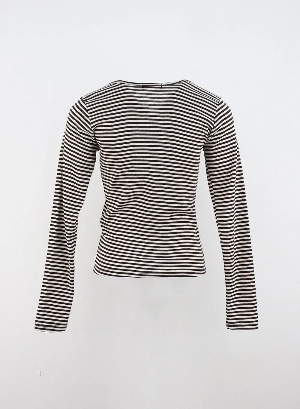 U-Neck Stripe Long Sleeve Tee OO319