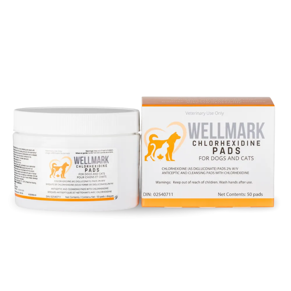 Wellmark Chlorhexidine Pads for Dogs & Cats - 50 pads