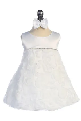 White Rosette Baby Dress B 3446