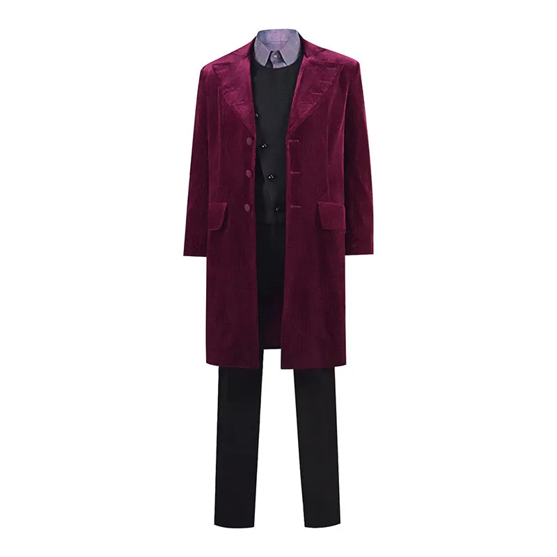 Willy Wonka Costume Charlie And The Chocolate Factory Cosplay Red Coat Full Set