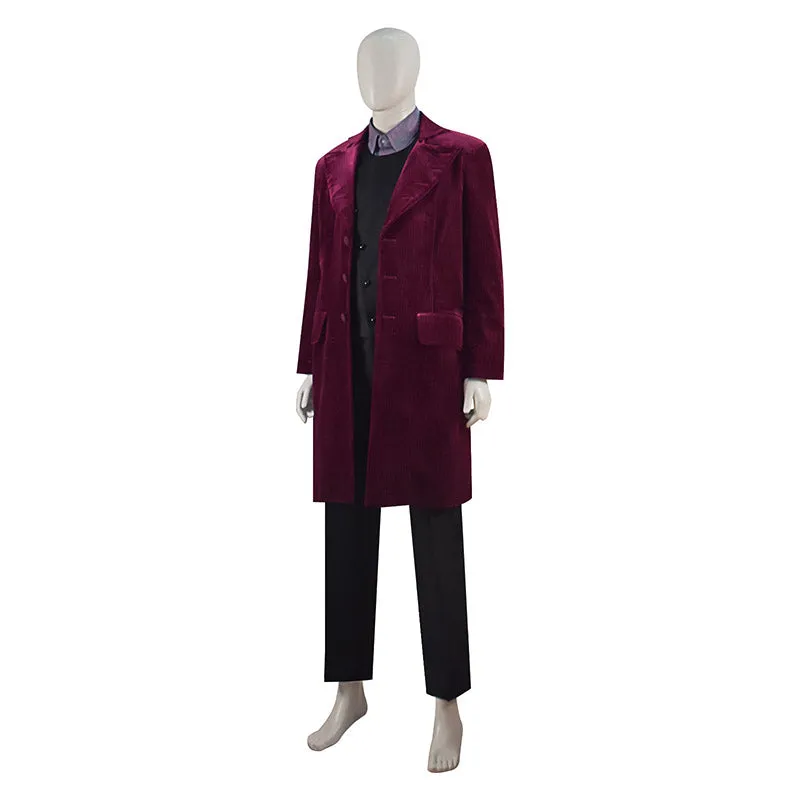 Willy Wonka Costume Charlie And The Chocolate Factory Cosplay Red Coat Full Set