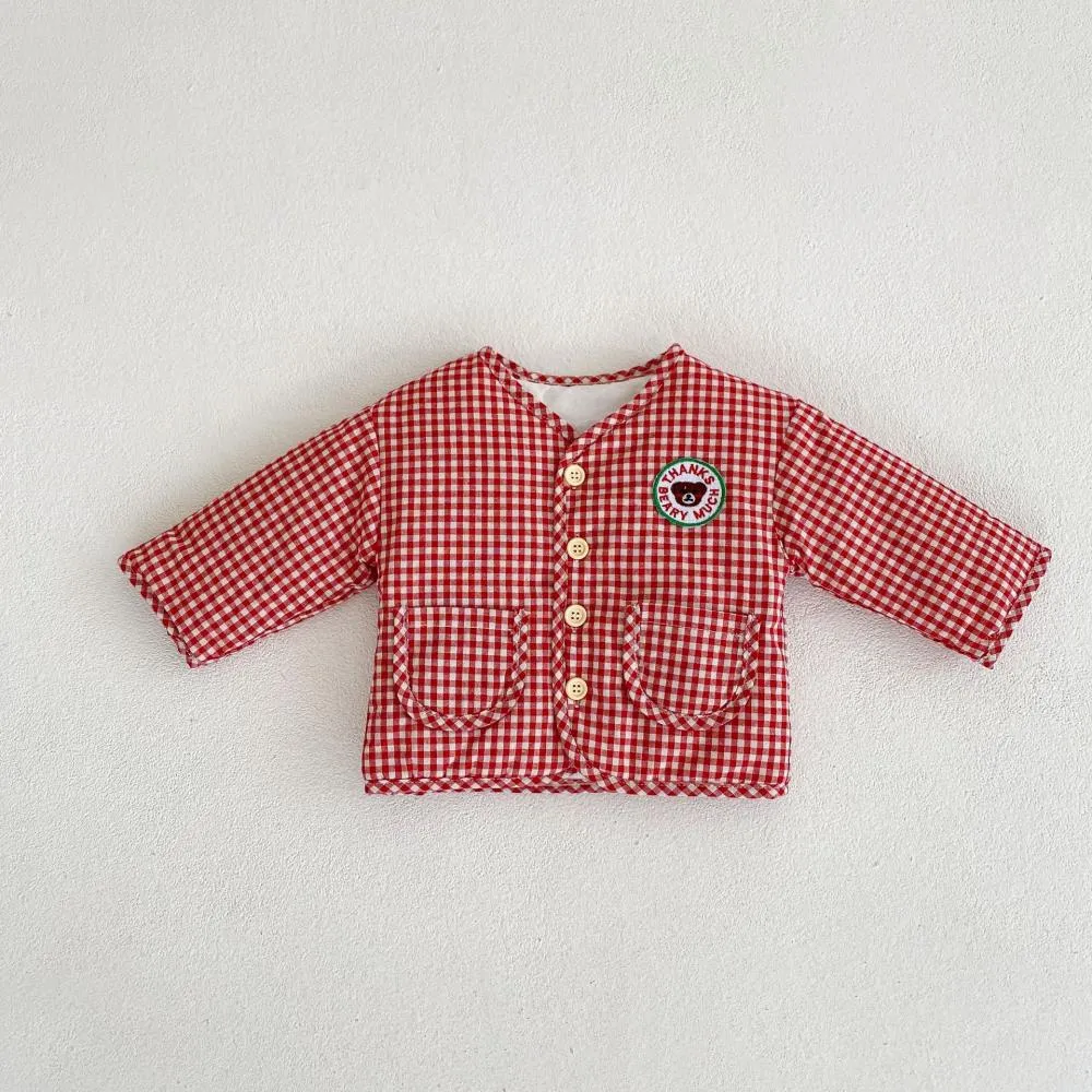 Winter Boys and Girls Baby Thickened Long-sleeved Plaid Coat Wholesale Baby Clothes