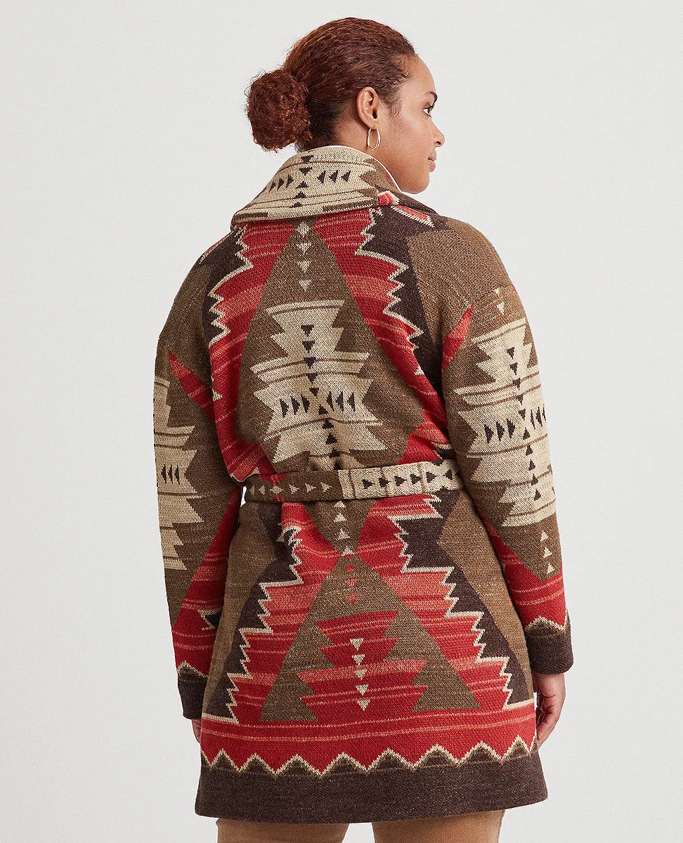 Woman Western-Print Intarsia-Knit Cardigan In Multi