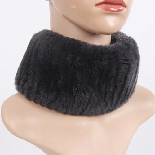 Women Winter Luxury Real Rex Rabbit Fur Hat Scarf 2 Pieces Knitted Rex Rabbit Fur Hat Top Natural Fox Fur Cap Scarves Sets