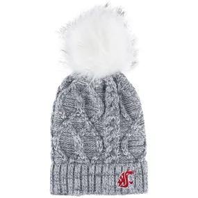 WSU Marled Grey Pom Pom Beanie