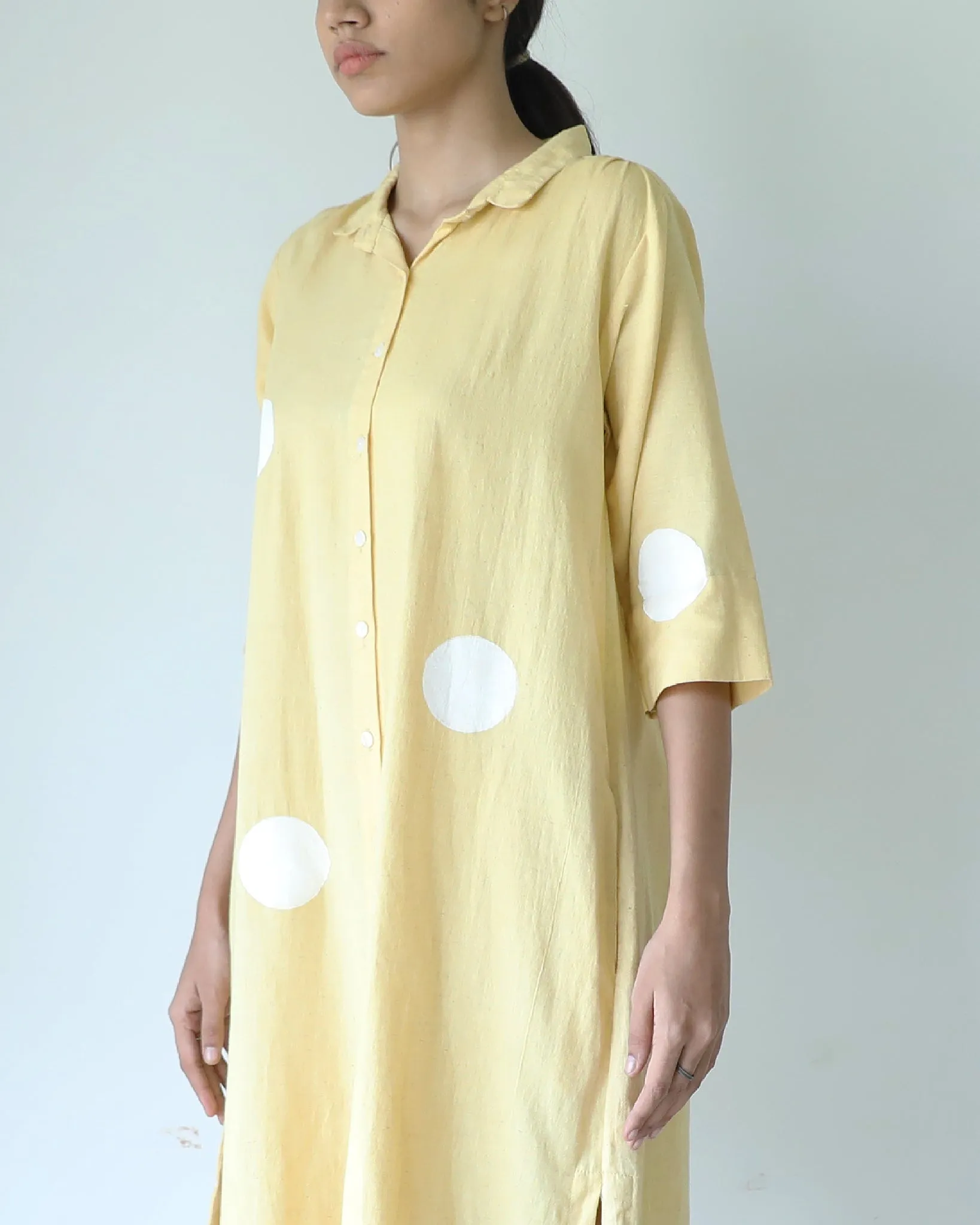 Yellow Polka Shirt Dress