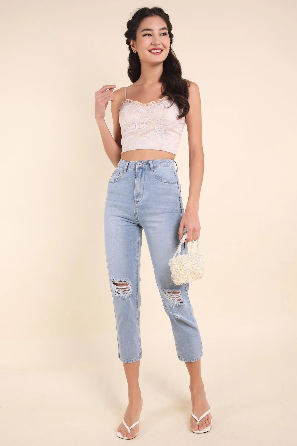 ZIA LACE BUSTIER TOP IN WHITE