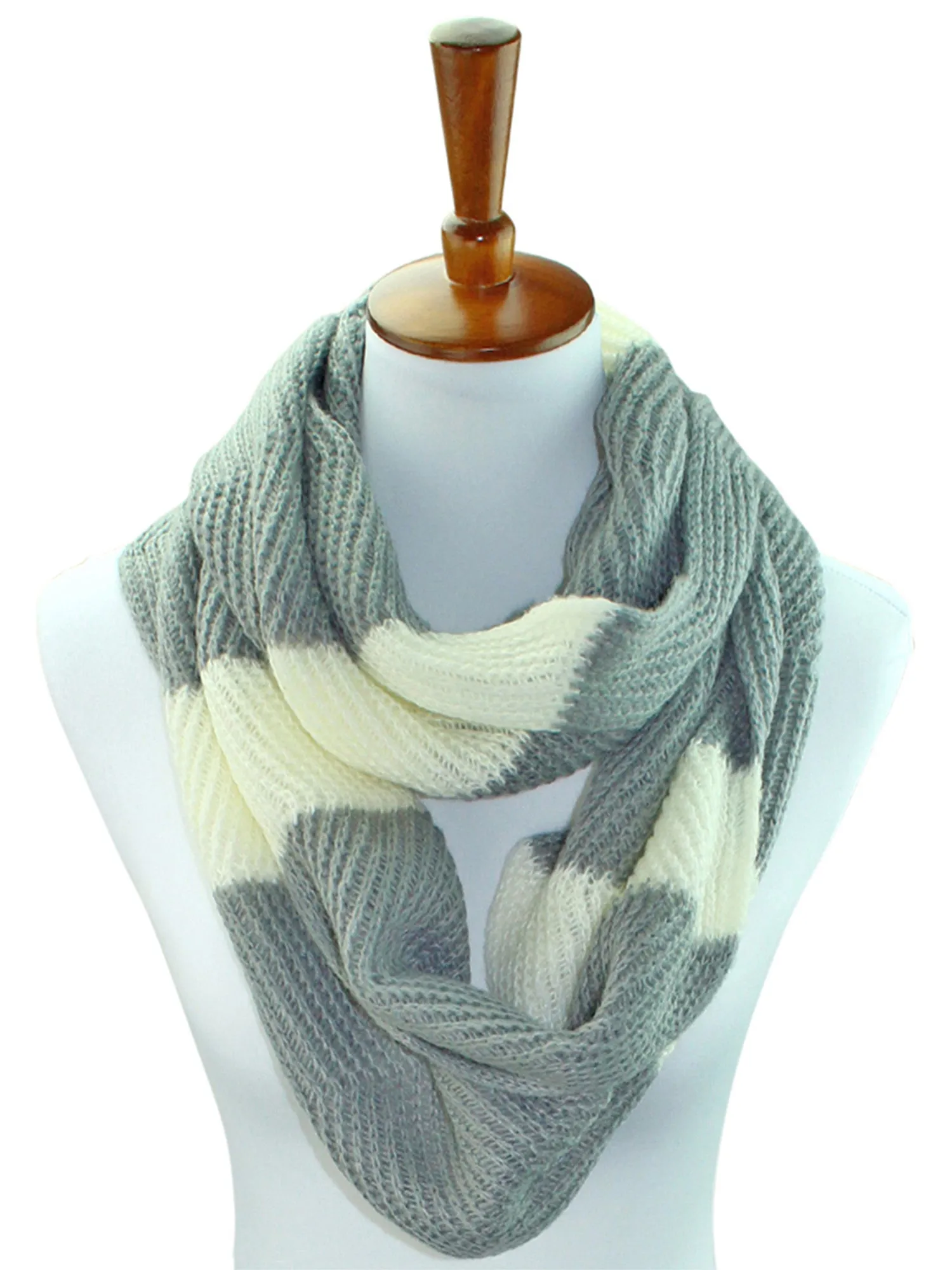 Zigzag Chevron Winter Knit Circle Infinity Scarf